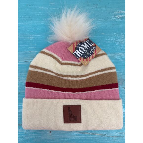 Home Free Beanie Idaho Pink Striped Winter Hat - Picture 1 of 3